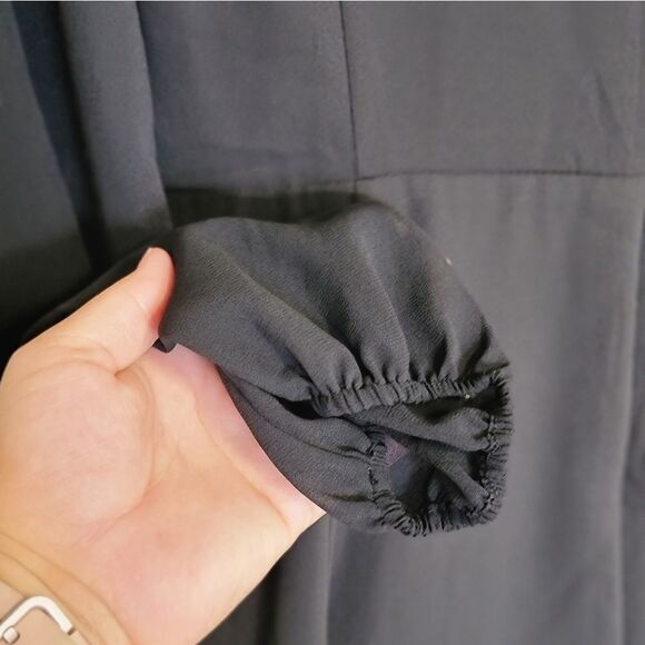 Cato Black Dress Floral Embroidered Boho Flowy Long Sheer Sleeves Size 16 - Picture 6 of 10